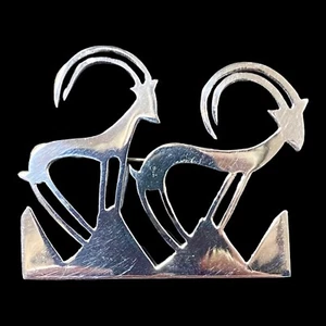 Broche vintage Richard Forbes PLATA ESTERLINA 925 Aries cimarrón oveja antílope - Imagen 1 de 6