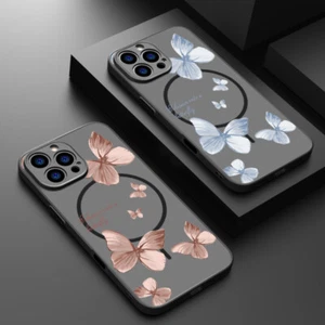 For iPhone 16E 16 15 Pro Max 14 13 Butterfly Magnetic Magsafe Phone Case Cover - Picture 1 of 20