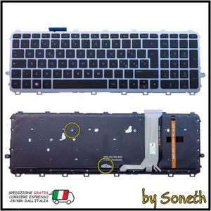 TASTIERA ITALIANA PER HP ENVY 15-J028TX NERA FRAME SILVER RETROILLUMINATA - Foto 1 di 3