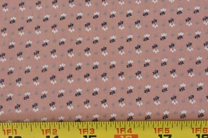 11" Long, Vintage/White & Navy Calico on Dusty-Pink Quilt Cotton/Springs, P5785 - Picture 1 of 5