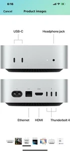 2024 Apple Mac mini M4 Chip 16GB RAM 256GB SSD Silver MU9D3LL/A - Bild 1 von 4