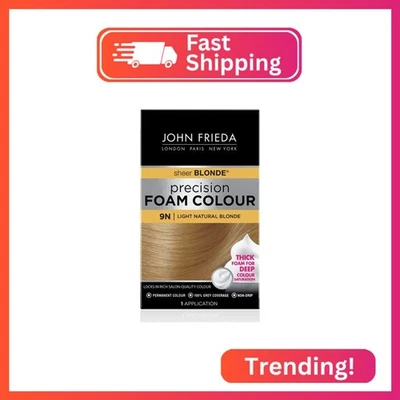 John Frieda 精密泡沫颜色,浅天然金色 9N,全覆盖头发 C — 第 1/2 张图片