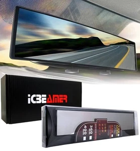 ICBEAMER 400mm Flat Clear Blind Spot Interior Rear view Mirror Snap on Y485 - Picture 1 of 8