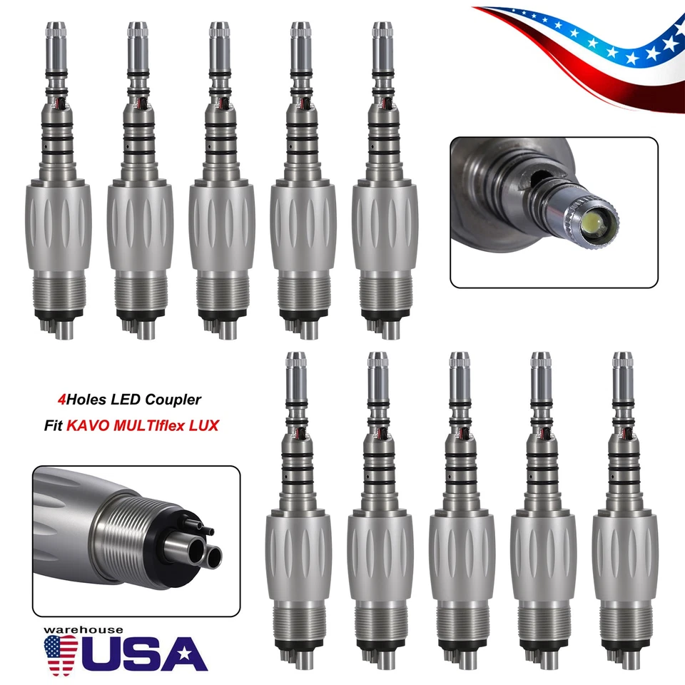 Acoplador rápido LED dental estilo KAVO 10 piezas 4 orificios para pieza de mano de fibra óptica Foto 1 de 4