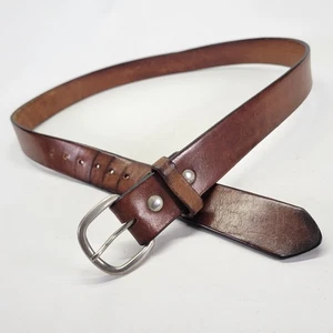 Distressed Leather Belt 38 40 42 Full Top Grain Removable Buckle Brown Vtg - Picture 1 of 12
