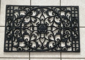 VINTAGE CAST IRON Door Mat Heavy Weight 20 lbs 28.5" x 18" Architectural Salvage - Picture 1 of 18