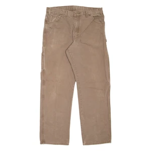 DICKIES Carpenter Workwear Mens Jeans Brown Relaxed Tapered W36 L32 - Picture 1 of 6