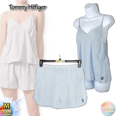 Tommy Hilfiger Mujer M 2 Piezas Nuevo con Etiquetas Conjunto de pijama cami y boxer a rayas Foto 1 de 4