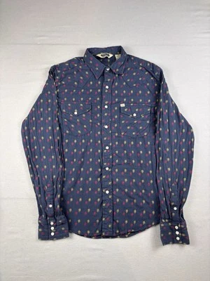 Salt Valley Western 衬衫男式蓝色珍珠卡扣印花纽扣牛仔 — 第 1/4 张图片