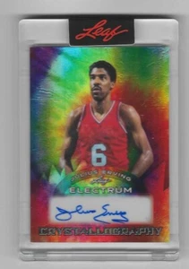 2024 JULIUS ERVING DR J Leaf Electrum Auto Sealed #C-JE1 76ers /8 - Picture 1 of 2