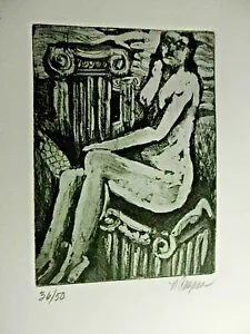 "Nude on Columns"" nummerierte & signierte Schnitzerei Ätzkünstlerin Nickie Chopra-2007" - Bild 1 von 5