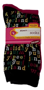 Pack de dos calcetines antiguos azul marino mezcla algodón multicolor vacaciones tripulación O/S - Imagen 1 de 4
