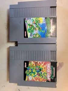 TMNT 1 + TMNT 2: The Arcade Game Teenage Mutant Ninja Turtles Nintendo NES Carts - Picture 1 of 7