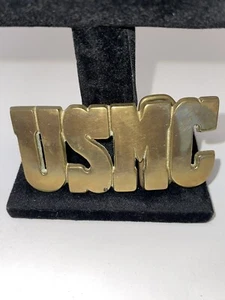 Vintage Solid Brass Made In Taiwan USMC United State Marine Corps Belt Buckle - Picture 1 of 11