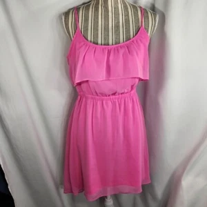 Vestido American Eagle Rosa con Volantes Top Ajustable Correa de Espagueti Espalda en V Talla Pequeña - Imagen 1 de 8