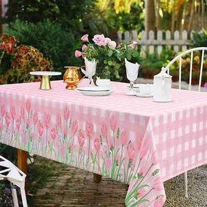 Tovaglia festa della mamma rosa tulipano plaid copritavolo decorazione festa - Foto 1 di 12