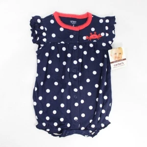 Carter's Baby Mädchen 3 Monate dunkelblau mit Tupfen Einteiler Strampler - Bild 1 von 6
