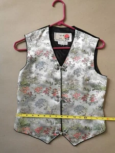 Chaleco de seda S vintage para mujer, 100 % rayón, con exquisito estampado y bordado - Imagen 1 de 5