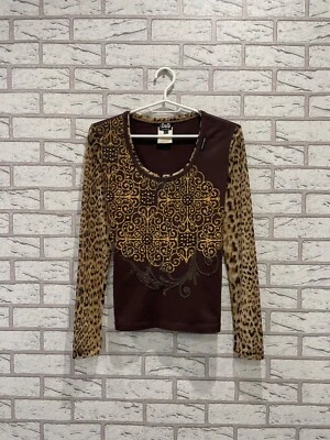 Blusa Dolce & Gabbana D&G Manga Larga Top Túnica Malla Leopardo Estrás Talla L Foto 1 de 4