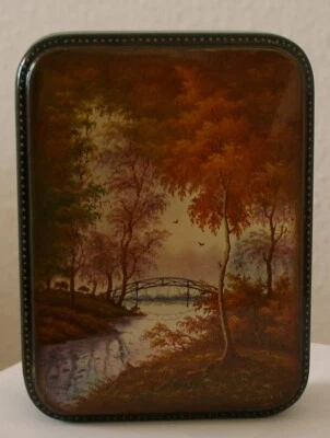 Russische Lackmalerei, Schatulle, Dose. Sommer-Landschaft. SAMMLEROBJEKT!!!!! - Bild 1 von 4