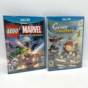 Lot of 2 Nintendo Wii U games ScribbleNauts Unmasked: DC Comics & LEGO Marvel Su - Picture 1 of 5