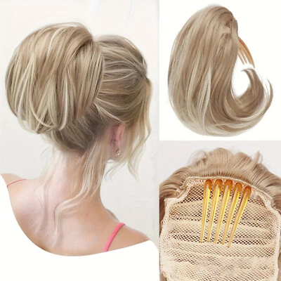 Short Curly Wavy Ponytail Comb Drawstring Hairpiece Pony Tail Bun Hair Extension - Image 1 of 4