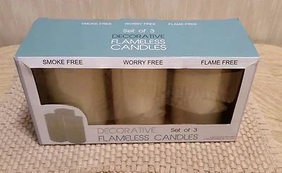 Decorative Flameless Vanilla Scented Candles, Set of 3 - Image 1 of 4