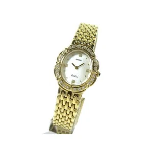Reloj de cuarzo para dama SEIKO5A50-5190 Exceline con bisel de diamantes carcasa blanca 4P diamantes - Imagen 1 de 10