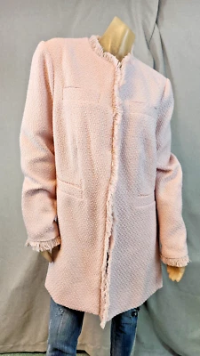 Jaqueta Trench Coat Feminina Venus Rosa Sólida Tweed Tamanho 18 Extra Grande - Imagem 1 de 4