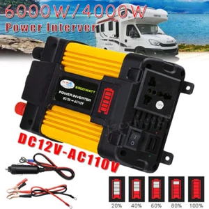 6000W 4000W Car Converter Vehicle Power Inverter DC12V to AC110V Pure Sine Wave - Picture 1 of 15