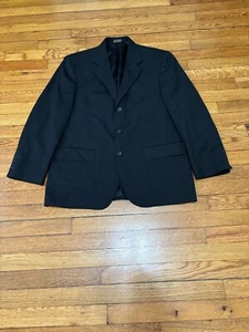 Stafford Mens Blazer Jacket 40S Black 100% Wool Solid 3 Button Sport Coat - Picture 1 of 6