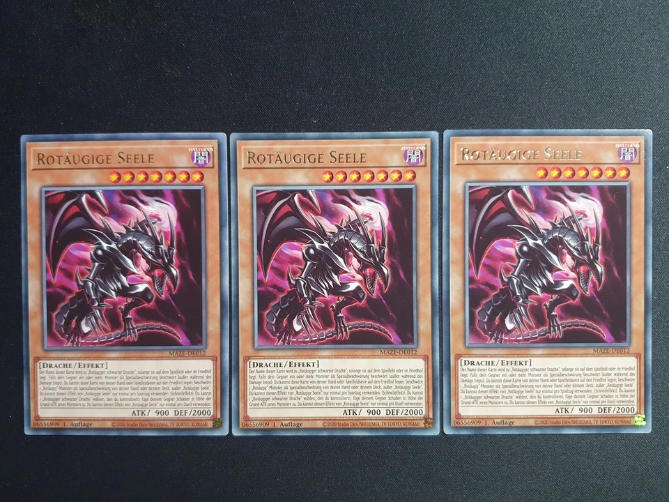 3x Yu-Gi-Oh! MAZE-DE012 Rotäugige Seele Rare NM 1st Ed - Bild 1 von 1
