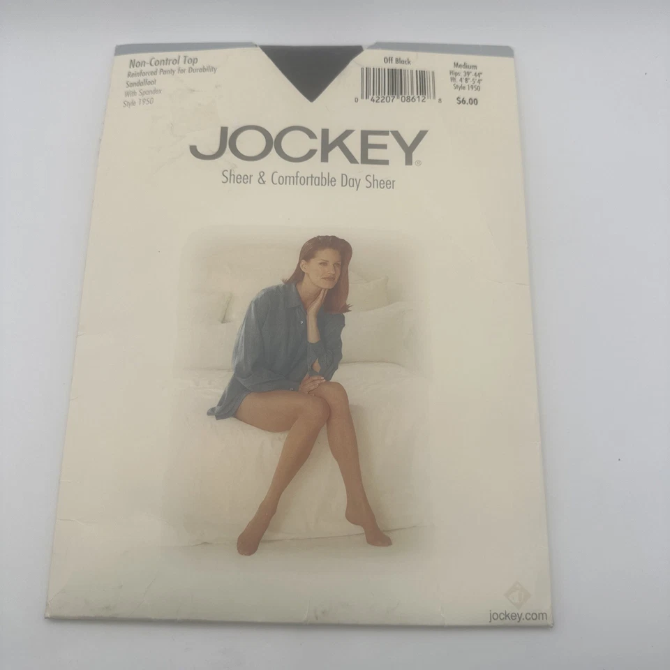 Jockey For Her 1950 Off Black Sandalfoot Pantyhose Stockings Nylons Sz Medium