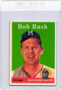 1958 Topps #313 Bob Rush Milwaukee Braves - Imagen 1 de 2