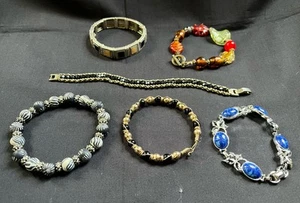Mixed Jewelry Natural Stone & Beads Lot of 6 Bracelets - Picture 1 of 5
