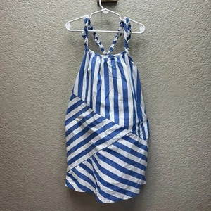 Gap Tank Dress Kids S White Blue Mix-Stripe Flutter Straps Beachy - Picture 1 of 11