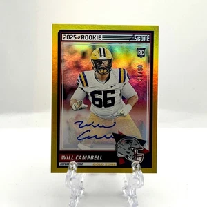 2025 Panini Score Will Campbell RC Rookie Gold Zone Auto #21/50 SP - Foto 1 di 2