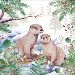 4x Otter Napkins 33x33cm Cute Animal Paper for Decoupage, DIY & Craft Projects - Picture 1 of 4