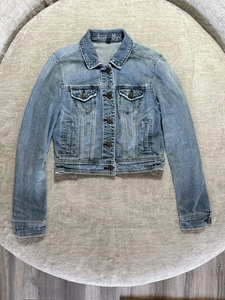 Chaqueta American Eagle para mujer pequeña azul Jean Preppy Coastal Western Trucker Y2K - Imagen 1 de 9