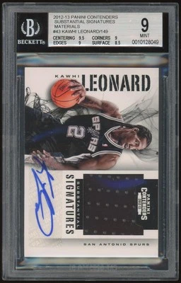 2012/13 Panini Contenders Substantial Sig. Materials Kawhi Leonard #/149 BGS 9 - Image 1 of 2