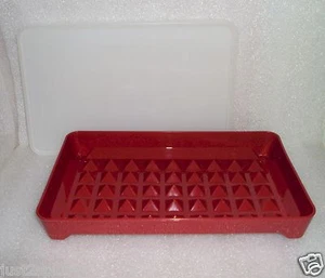 Tupperware Hot Dog Halter kleiner Fleischmariner Ernte Preiselbeerrot Vintage - Bild 1 von 2
