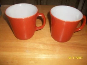 Vintage Corning Set Of 2 Cinnamon Rust Orange Coffee Mugs - Picture 1 of 4
