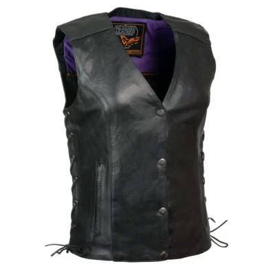 Milwaukee Leather MLL4505 Women Motorcycle Rider Vest-Reflective & Studded Wings - Image 1 of 4