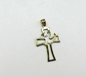 SCHÖNES DIAMANTSCHLIFF 14K GELBGOLD TAUBENSCHLIFF KREUZ FEDER # C166 - Bild 1 von 2