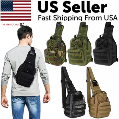 Mens Backpack Tactical Sling Shoulder Bag Molle Travel Chest Pack Outdoor Hiking - Image 1 of 4