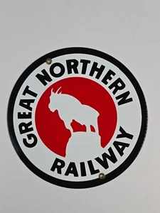 Great Norther Railway Round Porcelain Sign 9" reproduction USA made - Picture 1 of 7