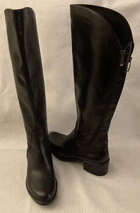 EMANUELE CRASTO Tall Knee High Riding Cowboy Boots - sz 8/39 BLACK NEW/NWOB - Picture 1 of 11