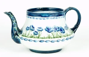 MOORCROFT KERAMIK, MACINTYRE & Co. 'BLUE POPPY' FLORIAN WARE TEE KAFFEEKANNE KANNE - Bild 1 von 8