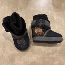 Blazin Roxx~Toddler Cowboy Boot Style Black Slippers Size Small 2-3, EUC!