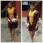 Odeneho Wear Ladies Brown Cotton Dress With  Gold Embroidery.African Clothing. 